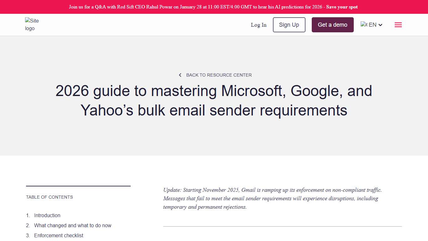 2026 bulk email sender requirements checklist: Microsoft, Google, and Yahoo compliance guide